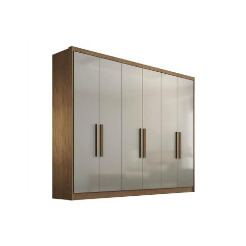 Modulado de Quarto Guarda Roupa Rizon C/ 6 Portas e 6 Gavetas Freijo Cumaru C/ Fendi - Novo