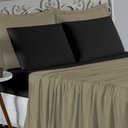 Ver imagem 3 de Jogo de Cama Casal Viúva Nobre 4 Peças Malha 100% Algodão - Avelã / Preto