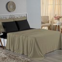 Ver imagem 1 de Jogo de Cama Casal Viúva Nobre 4 Peças Malha 100% Algodão - Avelã / Preto