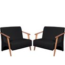 Ver imagem 1 de Kit 2 Poltronas Namoradeira Venus Braço Madeira Maciça Tecido Sintético Unidecor Preto