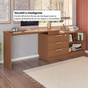 Ver imagem 6 de Mesa Escrivaninha com Cômoda com 3 Gavetas e 2 Nichos American Marrom/Freijó