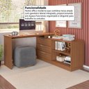 Ver imagem 7 de Mesa Escrivaninha com Cômoda com 3 Gavetas e 2 Nichos American Marrom/Freijó