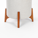 Ver imagem 3 de Puff Belluno Decorativo Tecido Linho Banqueta Redondo Pés de Madeira Maciça