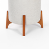 Puff Belluno Decorativo Tecido Linho Banqueta Redondo Pés de Madeira Maciça - 3