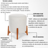 Puff Belluno Decorativo Tecido Linho Banqueta Redondo Pés de Madeira Maciça - 5