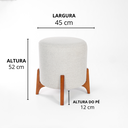 Ver imagem 4 de Puff Belluno Decorativo Tecido Linho Banqueta Redondo Pés de Madeira Maciça