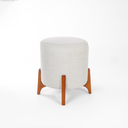Ver imagem 2 de Puff Belluno Decorativo Tecido Linho Banqueta Redondo Pés de Madeira Maciça