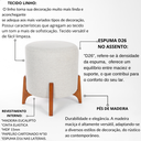Ver imagem 5 de Puff Belluno Decorativo Tecido Linho Banqueta Redondo Pés de Madeira Maciça