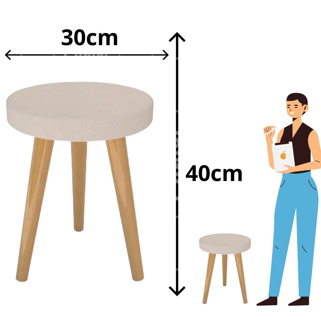 Banqueta Puff 40 Cm Quarto Sala Cozinha em Madeira e Tecido Resistente - 4