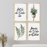 Kit 4 Quadros para Decoração Sala de Jantar 30x40cm Folhagens Frases Fé Moldura em Pinus - Hugart - 3