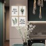 Kit 4 Quadros para Decoração Sala de Jantar 30x40cm Folhagens Frases Fé Moldura em Pinus - Hugart - 2