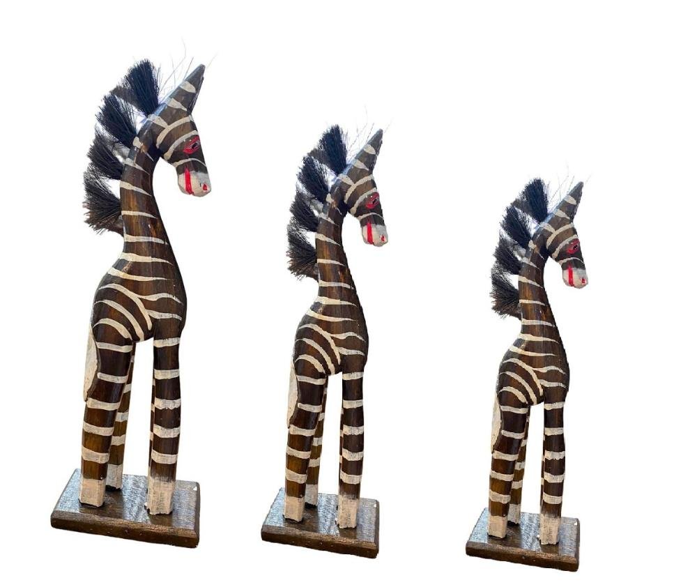 Trio de Zebras Decor Pintadas em Madeira - Bali - 2