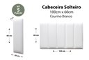 Ver imagem 2 de Placas Cabeceira Modulada Adesiva Solteiro Estofada 100cm x 60cm Kit 5 Placas - Courino Branco
