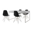Ver imagem 6 de Mesa Jantar Industrial Retangular Branca 137X90Cm Com 4 Cadeiras Pretas Base Ferro Cor: Branco