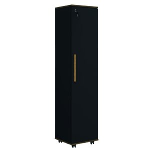 Armário Multiuso para Quarto com Chave e Rodízios 1 Porta Lune Preto J&a