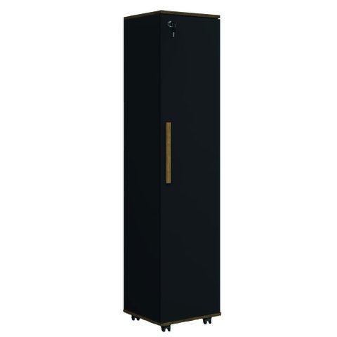 Armário Multiuso para Quarto com Chave e Rodízios 1 Porta Lune Preto J&a