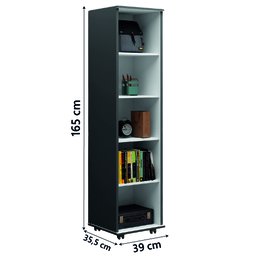 Armário Multiuso para Quarto com Chave e Rodízios 1 Porta Lune Preto J&a - 3