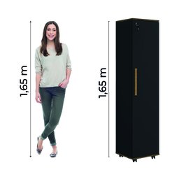 Armário Multiuso para Quarto com Chave e Rodízios 1 Porta Lune Preto J&a - 5