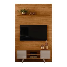 Rack Painel Piso Teto Raquel TV 65 2 Portas Fendi Naturale Tana Decor Madetec - 2 Rack Painel Piso Teto Raquel TV 65 2 Portas Fendi Naturale Tana Decor Madetec - 2