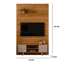 Rack Painel Piso Teto Raquel TV 65 2 Portas Fendi Naturale Tana Decor Madetec - 4 Rack Painel Piso Teto Raquel TV 65 2 Portas Fendi Naturale Tana Decor Madetec - 4