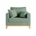 Ver imagem 3 de Kit 2 Poltronas Beny 80cm Base de Madeira Linho: Verde