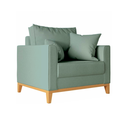 Ver imagem 2 de Kit 2 Poltronas Beny 80cm Base de Madeira Linho: Verde