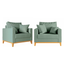 Ver imagem 1 de Kit 2 Poltronas Beny 80cm Base de Madeira Linho: Verde