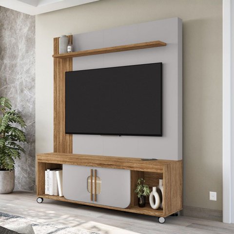Estante para Tv até 65 Polegadas Maragogi 2 Portas Cinamomo/off White - Móveis Bechara