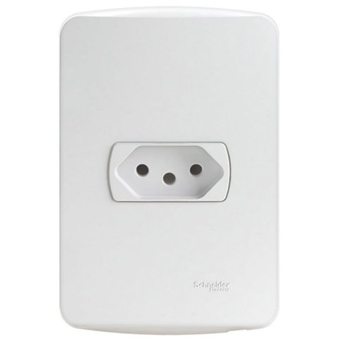 Conjunto Tomada 2 Pinos + Terra 20 Amperes 250 Volts Branco Miluz - S3B60350 - Schneider Steck