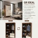 Ver imagem 2 de Guarda Roupa Solteiro 4 Portas 2 Gav Espelho Roupeiro Quarto Imbuia Champanhe