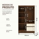 Ver imagem 3 de Guarda Roupa Solteiro 4 Portas 2 Gav Espelho Roupeiro Quarto Imbuia Champanhe