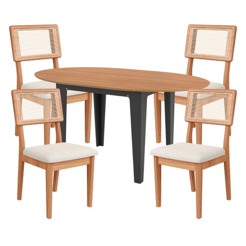 Conjunto de Jantar Mesa 4 Cadeiras Mdf