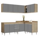 Ver imagem 1 de Armário de Cozinha Modulado de Canto 6 Peças Cp28 Balcão sem Tampo Castanho/cinza - Lumil Lumil Móve