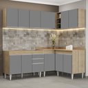 Ver imagem 2 de Armário de Cozinha Modulado de Canto 6 Peças Cp28 Balcão sem Tampo Castanho/cinza - Lumil Lumil Móve