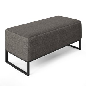 Puff Decorativo Para Sala de Estar Cléo W01 Base de Ferro 90 cm Linho Cinza Escuro - Lyam Decor