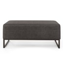 Ver imagem 3 de Puff Decorativo Para Sala de Estar Cléo W01 Base de Ferro 90 cm Linho Cinza Escuro - Lyam Decor