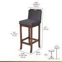 Ver imagem 2 de Kit 3 Banquetas Alta para Balcão Turim Madeira Capuccino Suede Cinza CCS
