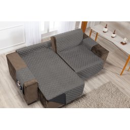Protetor Matelado Sofá Retrátil Assento 2,20m Cinza/Preto - 4