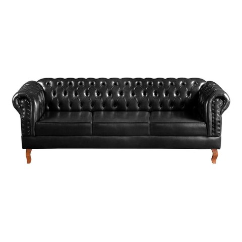 Sofá Chesterfield Dom Pedro Duque 3 Lugares Pronto Envio Rápido - Couríssimo Preto