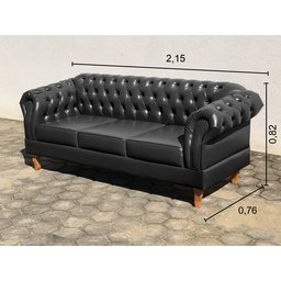 Sofá Chesterfield Dom Pedro Duque 3 Lugares - Couríssimo Preto - 3