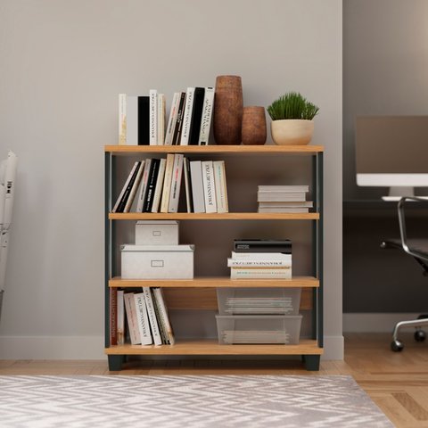 Estante para Livros 4 Prateleiras Industrial Freijó/preto - Dalla Costa