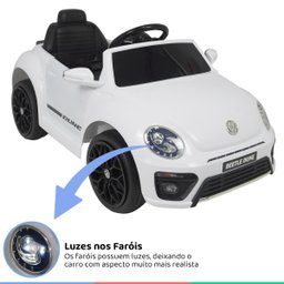 Carro Elétrico Infantil Controle Radio Fm Luz Bluetooth Criança até 30kg 2,8 Km/h Fusca Beetle Dune - 2