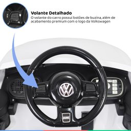 Carro Elétrico Infantil Controle Radio Fm Luz Bluetooth Criança até 30kg 2,8 Km/h Fusca Beetle Dune - 6
