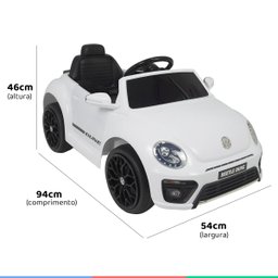 Carro Elétrico Infantil Controle Radio Fm Luz Bluetooth Criança até 30kg 2,8 Km/h Fusca Beetle Dune - 7