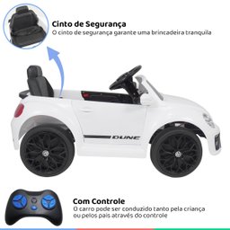 Carro Elétrico Infantil Controle Radio Fm Luz Bluetooth Criança até 30kg 2,8 Km/h Fusca Beetle Dune - 4
