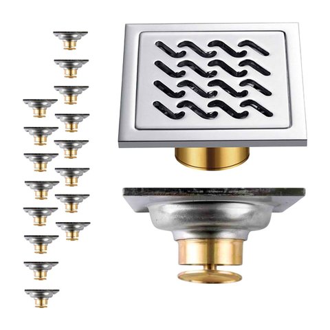 Ralo Inox Kit 16 Uni 10x10 Lavabo Anti Odor Anti Inseto Quintal Banheiro Box Casa Varanda Higienico