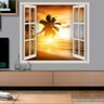 Adesivo de parede Janela Falsa Praia Por do Sol-Grande 130x80cm - 1