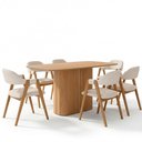 Ver imagem 2 de Mesa Retangular Verbena 160cm Ypê N01 com 6 Cadeiras Nadja Linho Cru - Lyam Decor