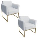 Ver imagem 1 de Kit 2 Poltronas Decorativas Base Industrial Dourada Maressa S10 Suede Cinza - Ibiza