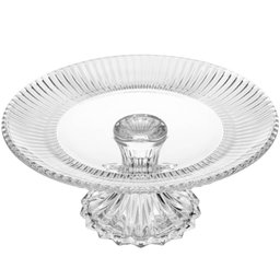 Prato Porta Bolo com Pé Cristal Renaissance 25cm Boleira Lyor Tortas Incolor - 1
